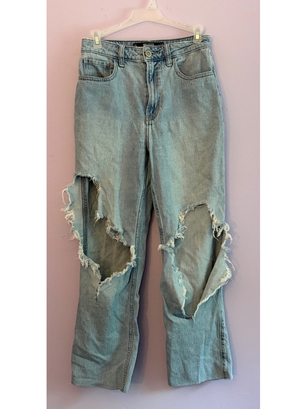 Hollister Ultra High Rise 90s Straight Jeans Ripped Distressed 0S 25S